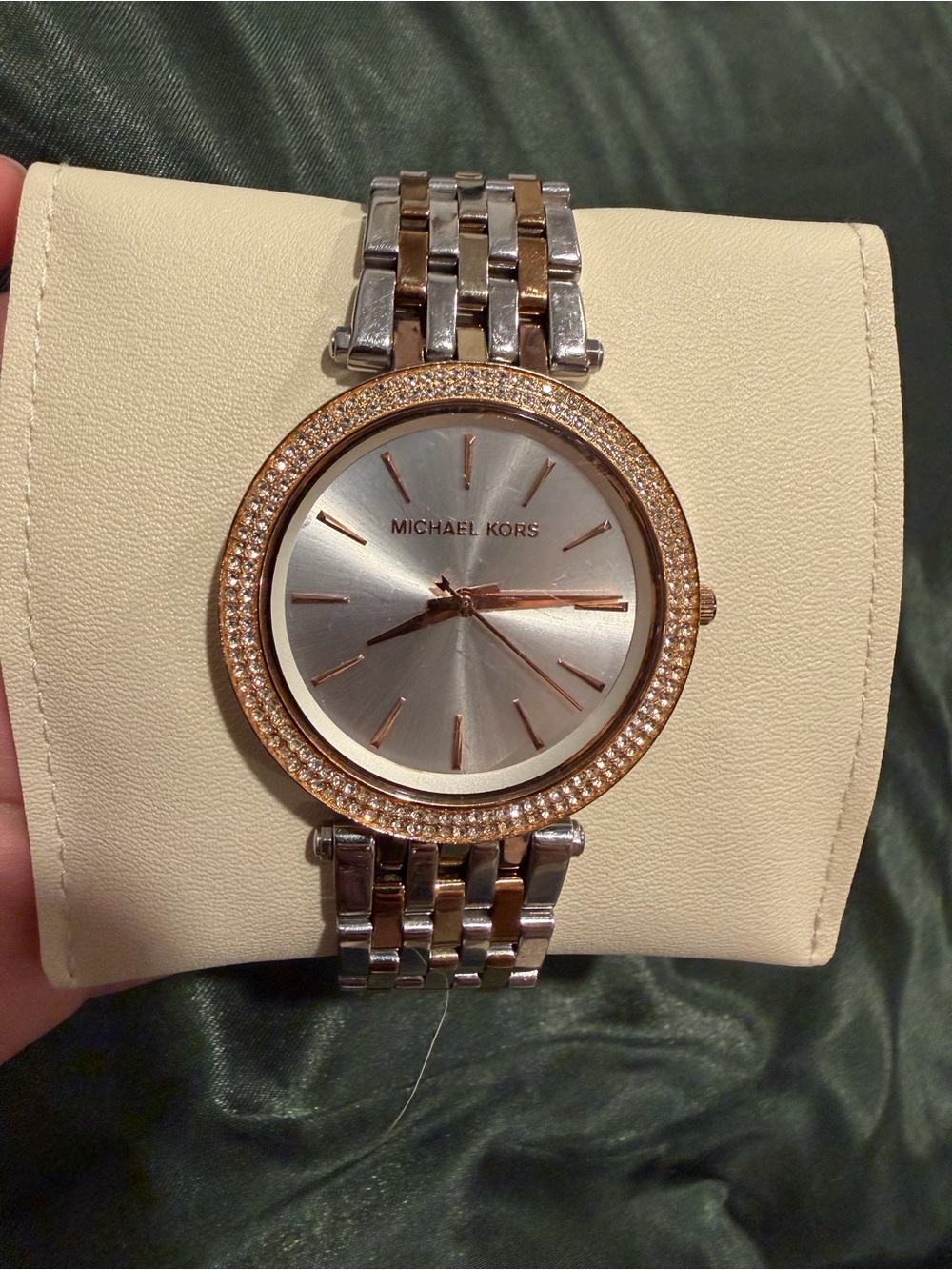 Michael Kors Two-Tone Silver and Rose Gold Crystal Bezel Women's Watch